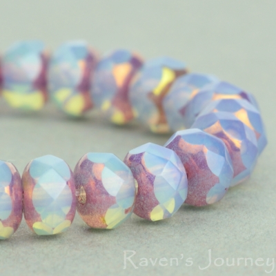 Rondelle (5x3mm) Blue (Light) Opaline with Purple Bronze Finish-osx