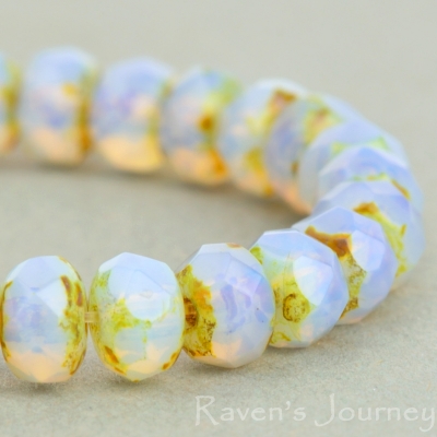 Rondelle (5x3mm) Sapphire (Light) Opaline with Picasso Finish