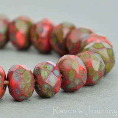 Rondelle (5x3mm) Orange Coral Opaque with Picasso Fullcoat-osx