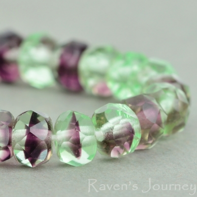 Rondelle (5x3mm) Green Transparent and Purple Transparent Mix-osx