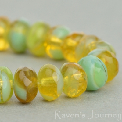 Rondelle (5x3mm) Turquoise Opaque and Amber Transparent Mix-osx
