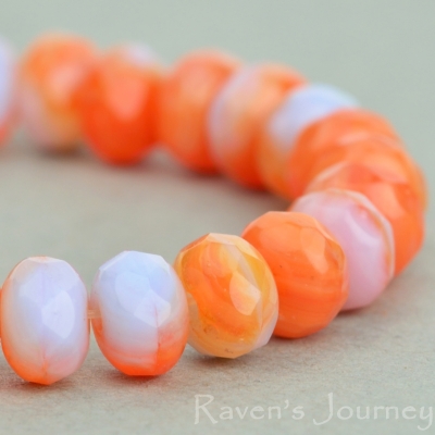 Rondelle (5x3mm) Orange Opaque, Orange Transparent, and Sapphire Opaque Mix-osx