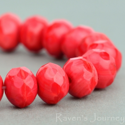 Rondelle (7x5mm) Orange Red Mix Opaque