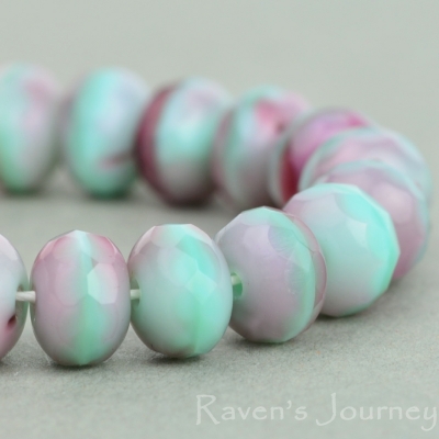 Rondelle (7x5mm) Green (Uranium) Pink Mix Opaque Silk-osx