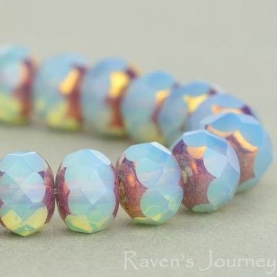 Rondelle (7x5mm) Blue Opaline with Bronze-osx