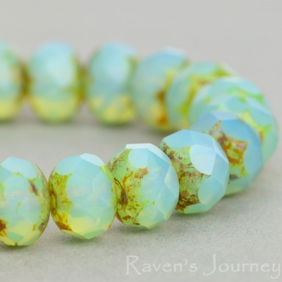 Rondelle (7x5mm) Aqua Opaline with Picasso