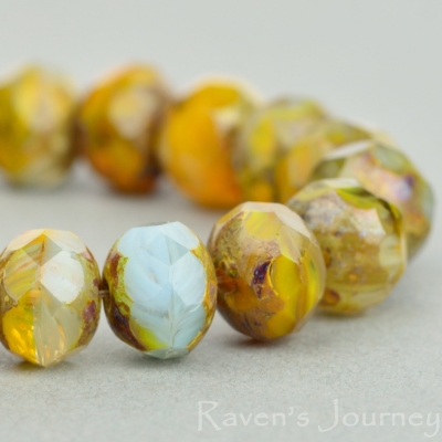 Rondelle (7x5mm) Orange Blue Mix Opaque Transparent with Picasso-osx