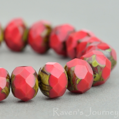 Rondelle (7x5mm) Red Opaque with Picasso-osx