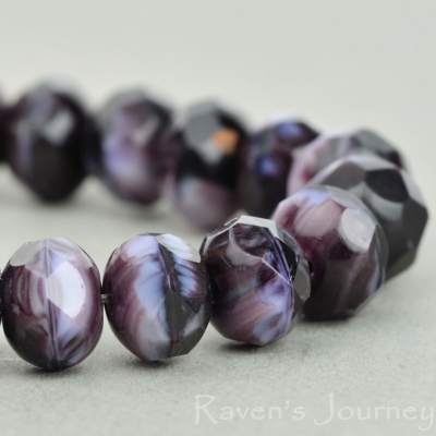 Rondelle (7x5mm) Jet Purple Mix Opaque