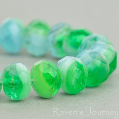 Rondelle (7x5mm) Emerald White Crystal Mix Opaque Transparent-osx