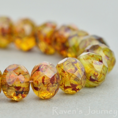Rondelle (7x5mm) Green Amber Crystal Mix Opaque Transparent-osx