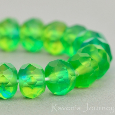 Rondelle (7x5mm) Olivine Aqua Mix Transparent Matte-osx