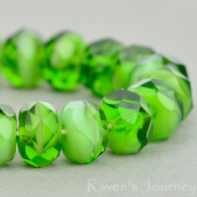 Rondelle (7x5mm) Olivine White Mix Opaque Transparent