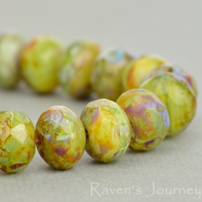 Rondelle (7x5mm) Olivine Aqua White