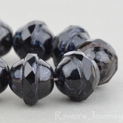 Saturn (10x12mm) Jet Opaque with Picasso