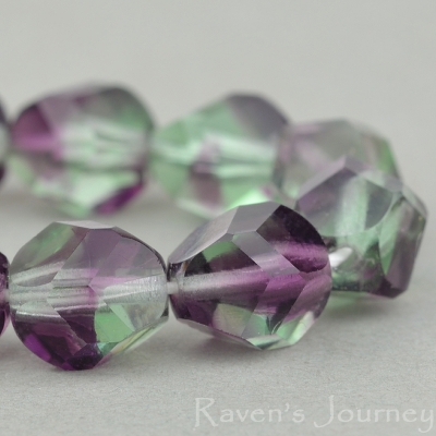 Nugget Cut (8mm) Tourmaline Green Transparent and Purple Transparent Mix-osx