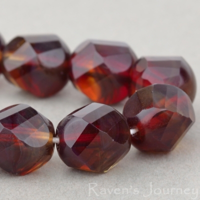 Spiral Faceted Round (8mm) Garnet Red Topaz Mix Transparent-osx