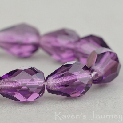Faceted Drop (9x7mm) Amethyst Purple Transparent
