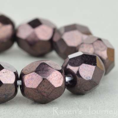 Round Faceted (7mm) Chocolate Bronze Opaque-osx