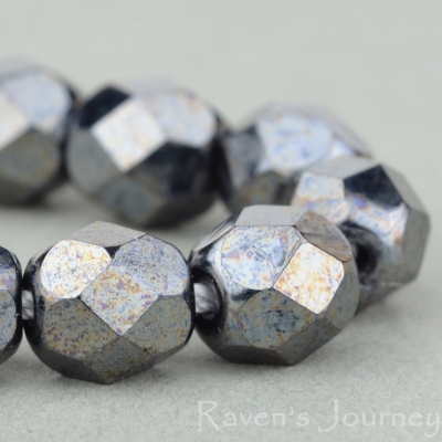 Round Faceted (6mm) Hematite Opaque-osx