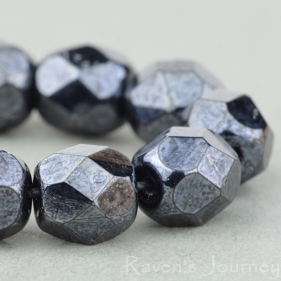 Round Faceted (6mm) Hematite (Dark) Opaque-osx
