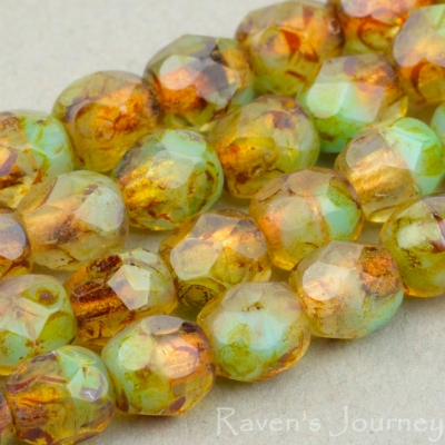 Round Faceted (4mm) Turquoise Crystal Transparent Opaque with Picasso  1150 Beads per Unit *Last Unit Remaining*