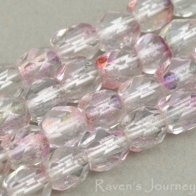 Round Faceted (4mm) Lavender Transparent with Luster