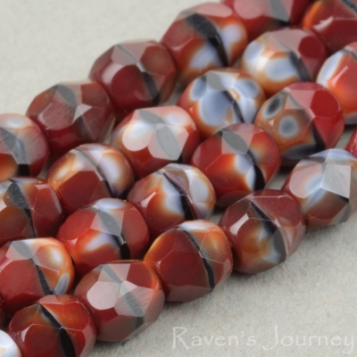 Round Faceted (4mm) Red Tiger's Eye