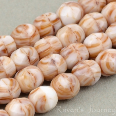 Round Faceted (4mm) Maroon White Mix Opaque