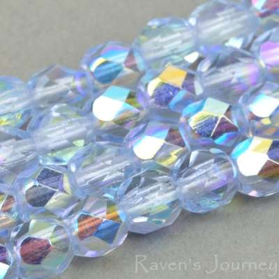 Round Faceted (4mm) Sapphire Blue Transparent with AB 2-osx