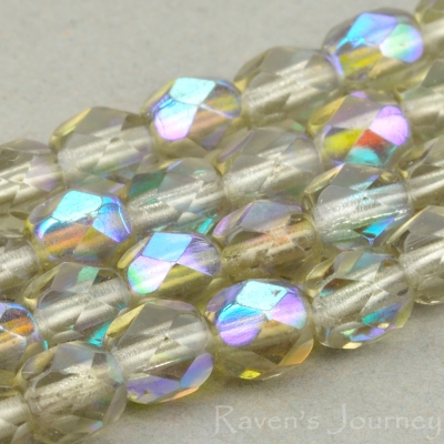 Round Faceted (4mm) Smokey Topaz Transparent with AB-osx