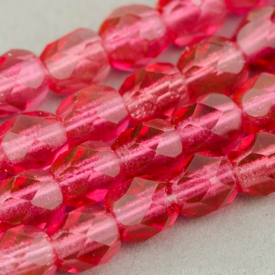 Round Faceted (4mm) Cranberry (Light) Transparent-osx