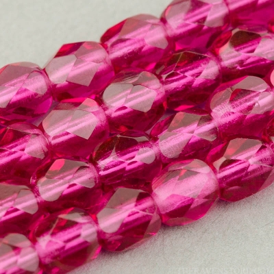 Round Faceted (4mm) Fuchsia (Dark) Transparent-osx