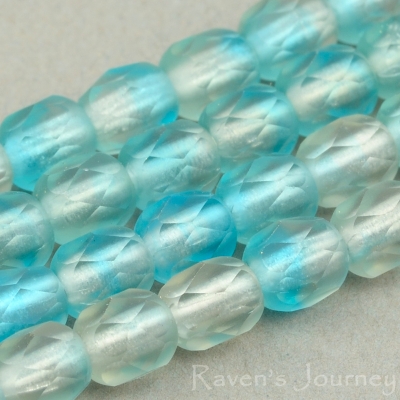 Round Faceted (4mm) Aqua Smokey Topaz Mix Transparent Matte-osx