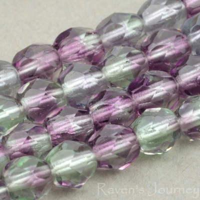 Round Faceted (4mm) Amethyst Tourmaline Green Mix Transparent-osx