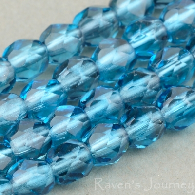 Round Faceted (4mm) Aqua Montana Blue Mix Transparent-osx