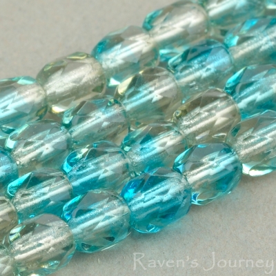 Round Faceted (4mm) Aqua Smokey Topaz Mix Transparent-osx