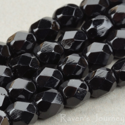 Round Faceted (4mm) Jet Opaque-osx