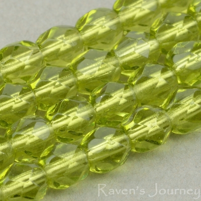 Round Faceted (4mm) Olivine Green Transparent