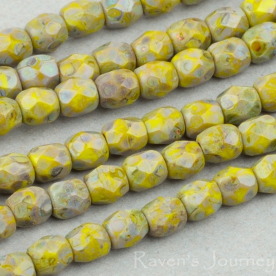 Round Faceted (3mm) Gaspeite Opaque with Picasso-osx