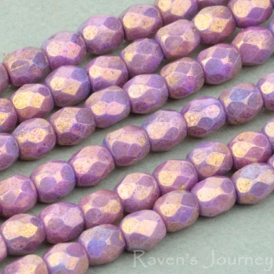 Round Faceted (3mm) Purple Opaque with Luster-osx