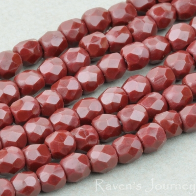 Round Faceted (3mm) Maroon Opaque-osx