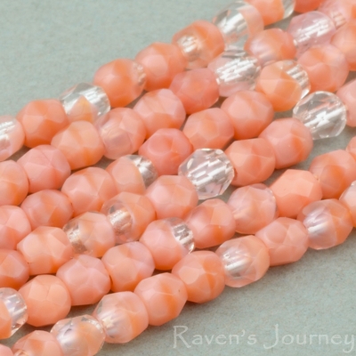 Round Faceted (3mm) Pink Crystal Mix Transparent Opaque