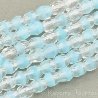 Round Faceted (3mm) Blue Crystal Mix Transparent Opaque