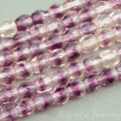 Round Faceted (3mm) Amethyst Crystal Mix Transparent
