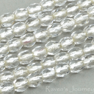 Round Faceted (3mm) Crystal Transparent with Silver Lining-osx
