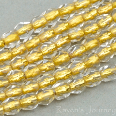 Round Faceted (3mm) Crystal Transparent, 14k Gold Lined-osx