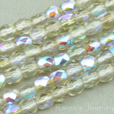 Round Faceted (3mm) Smokey Topaz Transparent with AB