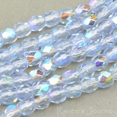 Round Faceted (3mm) Sapphire Blue Transparent with AB 2