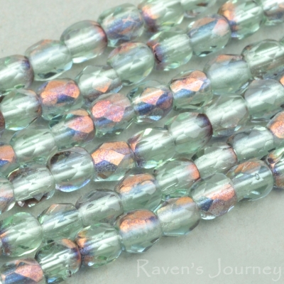 Round Faceted (3mm) Green Tourmaline Transparent with Bronze Half-Coat-osx